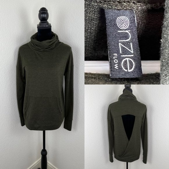 Onzie Tulip Back Cowl Neck Front Pocket Pullover One size fits all - Picture 1 of 14